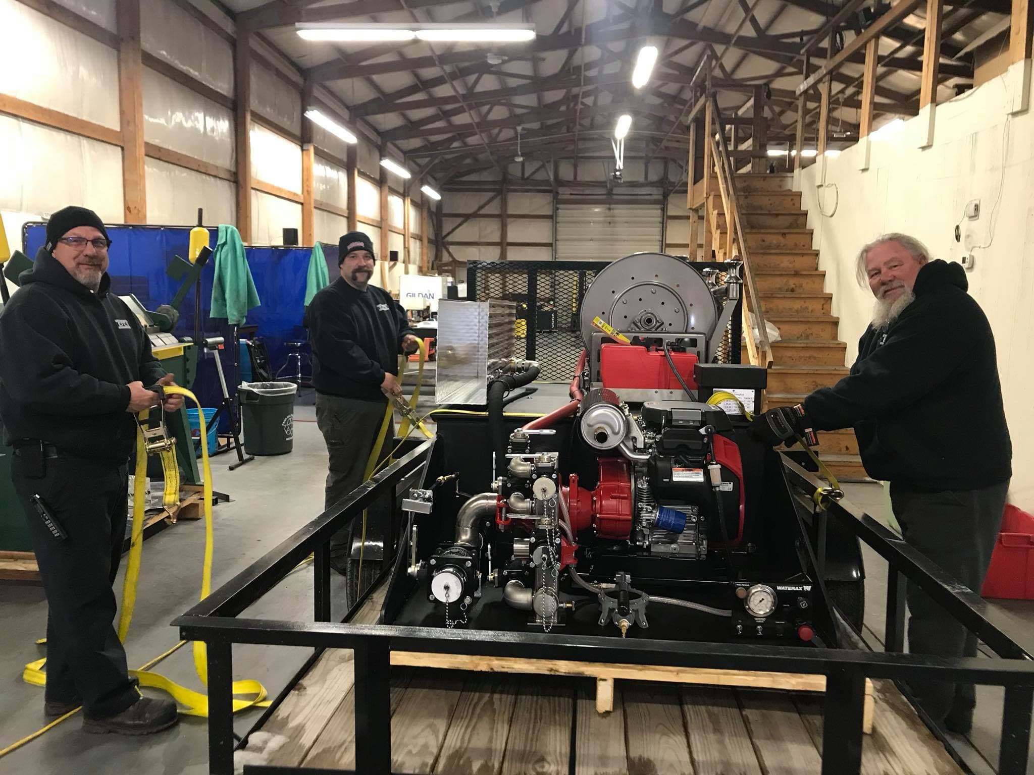 The EFES shop with a skid unit and rescue saw equipment