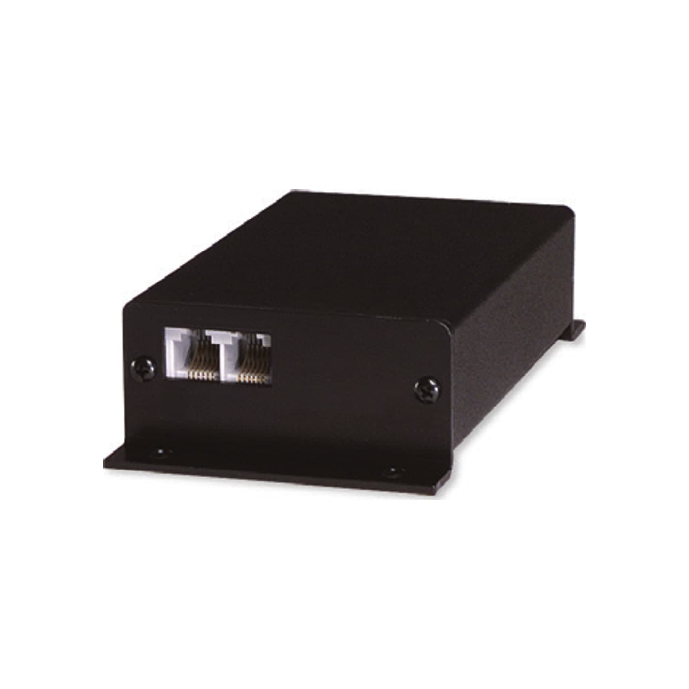 FIRECOM 110 radio interface module, a compact black steel box with a single connection panel and mounting flanges