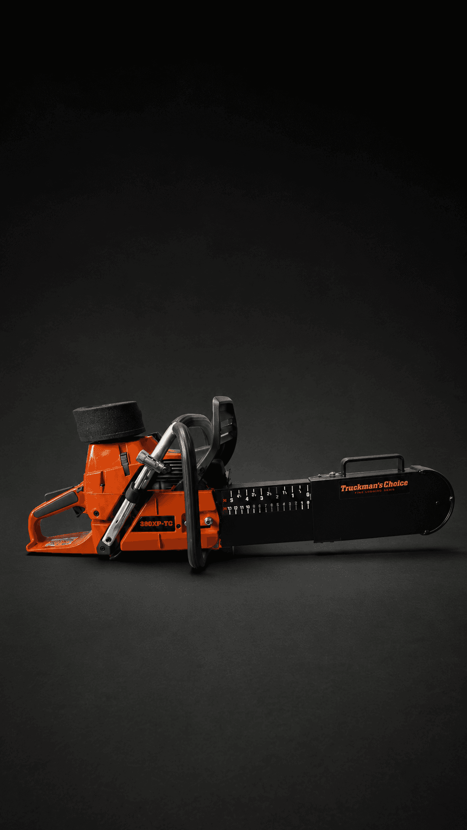 Truckman's Choice fire-rescue chainsaw photographed against a dark studio background